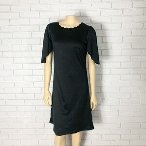 Y.A.S Black Yassulaima Scalloped Neckline Flutter Sleeve Tall Shift Dress | XS
